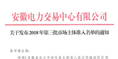 安徽2018年第三批市場主體準(zhǔn)入名單